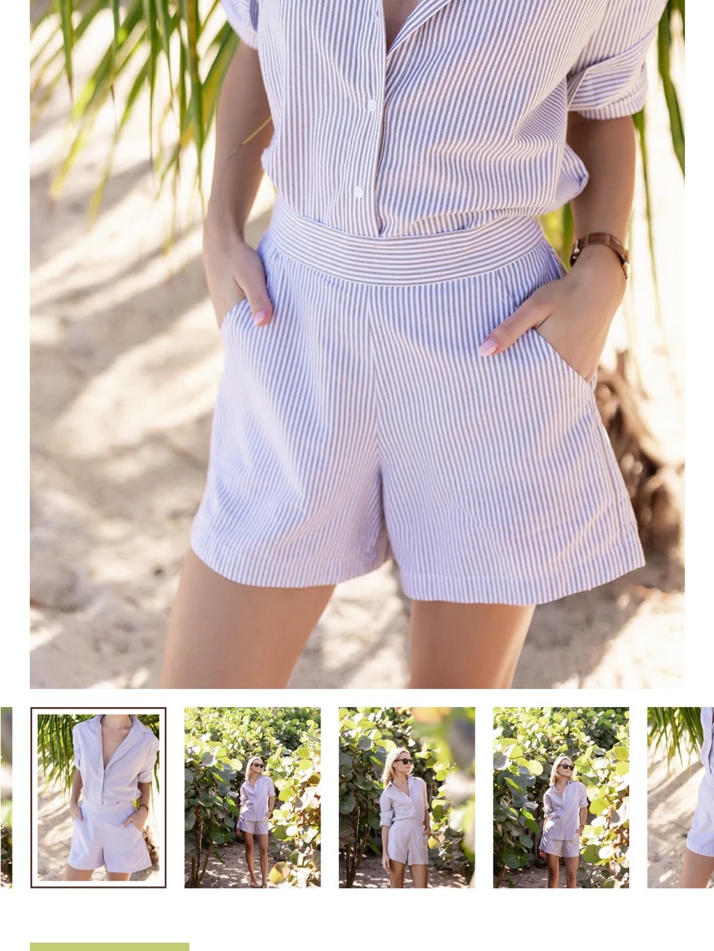 Striped Cotton Blend High-Waist Women’s Shorts — moss
Cabana shorts